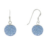 Les poulettes bijoux - v boucles d'oreilles crochet argent et boule � facettes bleu