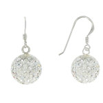 Les poulettes bijoux - v boucles d'oreilles crochet argent et boule � facettes crist