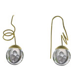 Les poulettes bijoux - v boucles d'oreilles laiton bulle et billes p�te de verre cri