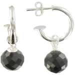 Les poulettes bijoux - v boucles d'oreilles petites cr�oles et onyx facet�
