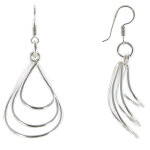 Les poulettes bijoux - v boucles d'oreilles trois gouttes d'argent 925