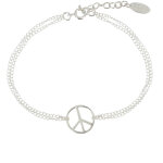 Les poulettes bijoux - v bracelet argent 925 medaille peace and love
