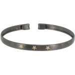 Les poulettes bijoux - v bracelet argent noir 3 etoiles