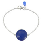 Les poulettes bijoux - v bracelet argent pav� facet� de calc�doine bleue