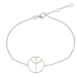 Les poulettes bijoux - v bracelet argent peace and love fin