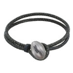 Les poulettes bijoux - v bracelet homme cuir et ballon de rugby - gris