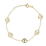 Les poulettes bijoux - v bracelet plaqu� or cinq m�dailles peace and love