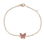 Les poulettes bijoux - v bracelet plaqu� or papillon et strass rose