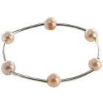 Les poulettes bijoux - v bracelet saturne 6 perles de culture roses aaa 7 mm