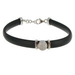 Les poulettes bijoux - v bracelet silicone noir rond argent et strass