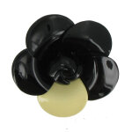 Les poulettes bijoux - v broche fleur en corne noire et r�sine blanche