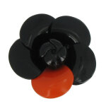 Les poulettes bijoux - v broche fleur en corne noire et r�sine orange