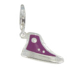 Les poulettes bijoux - v charms argent 925 - chaussure sport violette - argent email