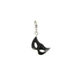 Les poulettes bijoux - v charms argent 925 - masque carnaval v�nitien - noir emaill�