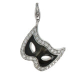 Les poulettes bijoux - v charms argent 925 masque carnaval v�nitien - noir emaill� e