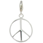 Les poulettes bijoux - v charms argent - grande m�daille paix - peace and love