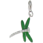 Les poulettes bijoux - v charms argent libellule aux ailes vertes