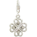 Les poulettes bijoux - v charms bracelet argent tr�fle et ses coeurs