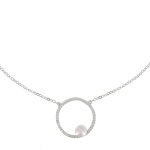 Les poulettes bijoux v collier argent cercle de strass et perle rose
