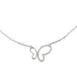 Les poulettes bijoux - v collier argent papillon et une aile de strass