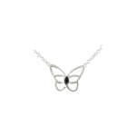 Les poulettes bijoux - v collier argent papillon ajour� et son zirconium noir