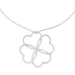 Les poulettes bijoux - v collier argent rhodi� pendentif tr�fle de coeur et strass