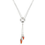 Les poulettes bijoux - v collier deux tulipes argent et zirconium rouge