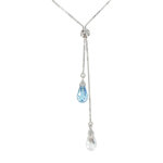 Les poulettes bijoux - v collier toi et moi turquoise et cristal