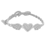 Les poulettes bijoux - v cruciani bracelet dentelle angel heart gris clair