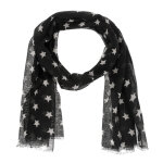 Les poulettes bijoux - v foulard etoiles 100% laine colors et� - noir