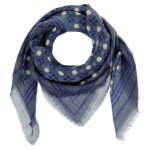 Les poulettes bijoux - v foulard laine bleu marine pois blancs