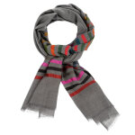 Les poulettes bijoux - v foulard laine et soie rayures colors - gris
