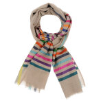 Les poulettes bijoux - v foulard laine et soie rayures colors - jaune