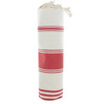 Les poulettes bijoux - v fouta drap plage et hammam coton beige ray� rouge