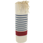 Les poulettes bijoux - v fouta drap plage et hammam coton blanc ray� bleu et bordeaux