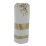 Les poulettes bijoux - v fouta drap plage et hammam coton blanc ray� lurex dor�
