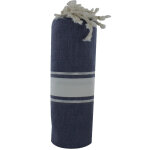 Les poulettes bijoux - v fouta drap plage et hammam coton bleu fonc� ray� blanc et l