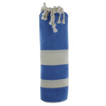 Les poulettes bijoux - v fouta drap plage et hammam coton bleu grosses rayures blanc