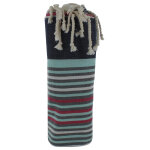 Les poulettes bijoux - v fouta drap plage et hammam coton bleu marine ray� turquoise