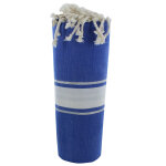 Les poulettes bijoux - v fouta drap plage et hammam coton bleu mer ray� blanc et lur