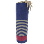 Les poulettes bijoux - v fouta drap plage et hammam coton bleu ray� fuchsia