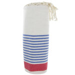Les poulettes bijoux - v fouta drap plage et hammam coton couleur beige ray� rouge e