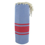 Les poulettes bijoux - v fouta drap plage et hammam coton couleur bleu ciel bandes r