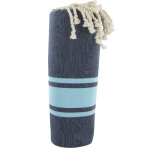 Les poulettes bijoux - v fouta drap plage et hammam coton couleur bleu marine bandes