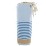 Les poulettes bijoux - v fouta drap plage et hammam coton couleur bleu ray� bleu et