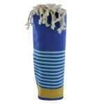 Les poulettes bijoux - v fouta drap plage et hammam coton couleur bleu ray� jaune et