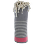 Les poulettes bijoux - v fouta drap plage et hammam coton couleur gris ray� fuchsia