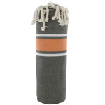 Les poulettes bijoux - v fouta drap plage et hammam coton couleur marron bandes oran