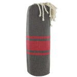Les poulettes bijoux - v fouta drap plage et hammam coton couleur marron bandes rouge