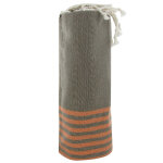 Les poulettes bijoux - v fouta drap plage et hammam coton couleur marron ray� orange